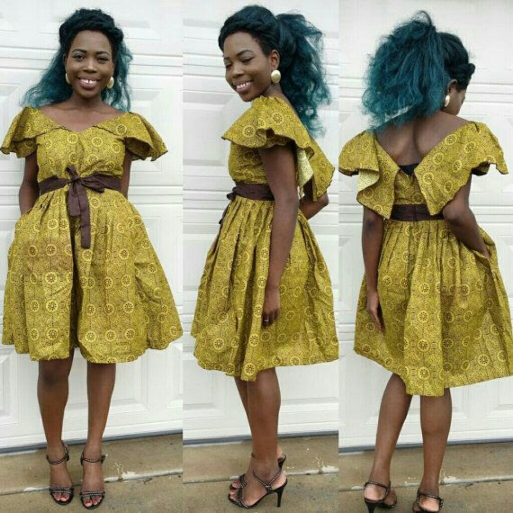 ON SALES Women African print knee length dress